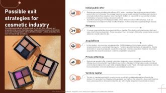 Possible Exit Strategies For Cosmetic Industry Beauty Business Plan BP SS