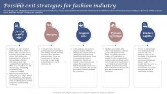 Possible Exit Strategies For Fashion Industry Clothing And Fashion Brand Business Plan BP SS