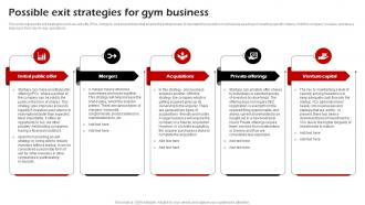 Possible Exit Strategies For Gym Business Fitness Center Business Plan BP SS