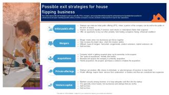 Possible Exit Strategies For House Flipping Home Remodeling Business Plan BP SS