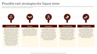 Possible Exit Strategies For Liquor Store Specialty Liquor Store BP SS