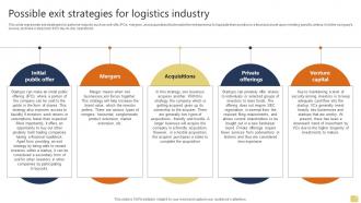 Possible Exit Strategies For Logistics Industry Warehousing And Logistics Business Plan BP SS