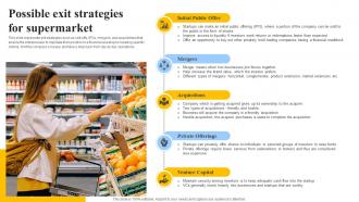 Possible Exit Strategies For Supermarket Grocery Store Business Plan BP SS