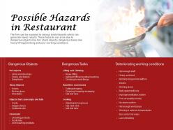 Possible hazards in restaurant ppt powerpoint presentation visual aids model