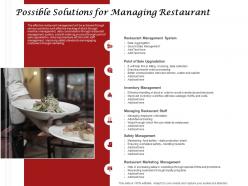 Possible solutions for managing restaurant inventory management ppt presentation ideas