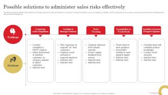 Possible Solutions To Administer Adopting Sales Risks Management Strategies