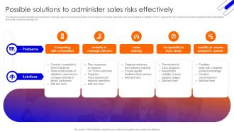 Possible Solutions To Administer Sales Improving Sales Team Performance With Risk Management Techniques