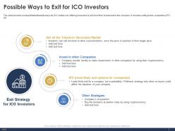 Possible ways to exit for ico investors facility ppt powerpoint infographics guidelines