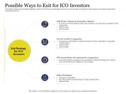 Possible ways to exit for ico investors market strategy ppt icon show