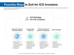 Possible ways to exit for ico investors pitch deck for ico funding ppt download
