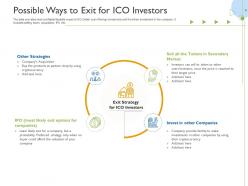 Possible ways to exit for ico investors raise funds initial currency offering ppt layouts