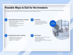 Possible ways to exit for the investors strategies ppt powerpoint presentation file brochure