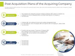 Post acquisition plans of the acquiring company pitchbook for general advisory deal ppt pictures