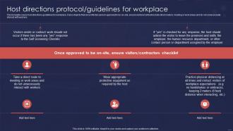 Post COVID Business Recovery Playbook Host Directions Protocol Guidelines For Workplace