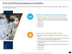 Post covid recovery measures by retailers ppt powerpoint presentation professional slide portrait