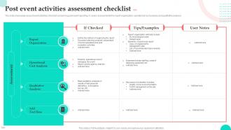 Post Event Activities Assessment Checklist
