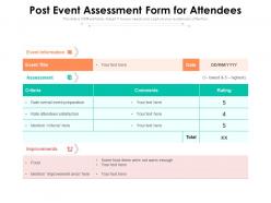 Post event assessment form for attendees