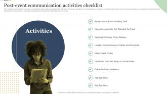 Post Event Communication Activities Checklist Enterprise Event Communication Guide