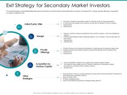 Post ipo market pitch deck exit strategy for secondary market investors ppt file