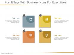 Post it tags with business icons for executives ppt inspiration