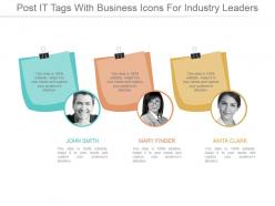 Post it tags with business icons for industry leaders ppt images