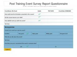 Post training event survey report questionnaire