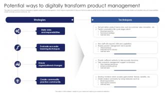 Potential Ways To Digitally Transform Product Management