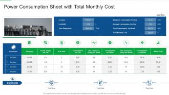 Power consumption sheet with total monthly cost