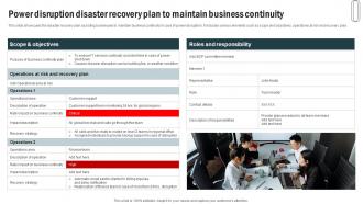 Power Disruption Disaster Recovery Plan To Maintain Business Continuity