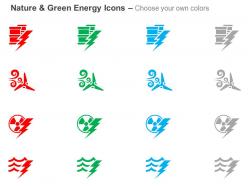 Power drums windmill nuclear power production ppt icons graphics