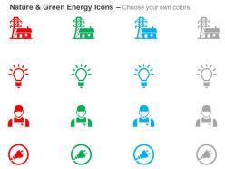 Power grid bulb technician power plug ppt icons graphics