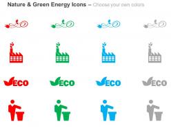 Power plug factory eco dustbin symbol ppt icons graphics