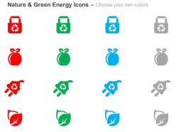 Power plug leaves nature environment ppt icons graphics