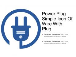 Power plug simple icon of wire with plug