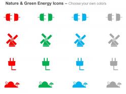 Power plug windmill electric socket clouds ppt icons graphics