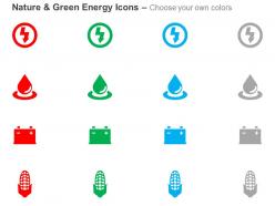 Power production battery drop harvesting ppt icons graphics