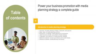 Power Your Business Promotion With Media Planning Strategy Table Of Contents Strategy SS V