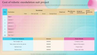Powered Exoskeletons IT Cost Of Robotic Exoskeleton Suit Project
