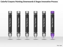 Powerpoint for business crayons pointing downwards 6 stages innovative process slides