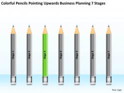 Powerpoint for business pencils pointing upwards planning 7 stages slides
