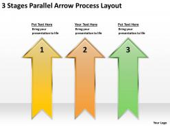 Powerpoint graphics business 3 stages parallel arrow process layout templates