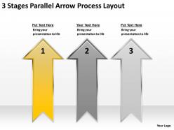 Powerpoint graphics business 3 stages parallel arrow process layout templates