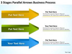 Powerpoint graphics business 3 stages parallel arrows process templates