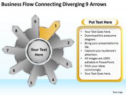 Powerpoint presentations flow connecting diverging 9 arrows charts and diagrams slides