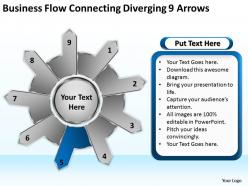 Powerpoint presentations flow connecting diverging 9 arrows charts and diagrams slides