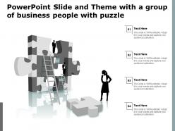 Powerpoint slide and theme with a group of business people with puzzle