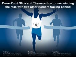 Powerpoint slide and theme with a runner winning the race with two other runners trailing behind