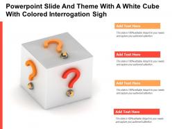 Powerpoint slide and theme with a white cube with colored interrogation sigh