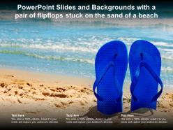 Powerpoint slides and backgrounds with a pair of flipflops stuck on the sand of a beach