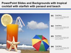 Powerpoint slides and backgrounds with tropical cocktail with starfish with parasol and beach